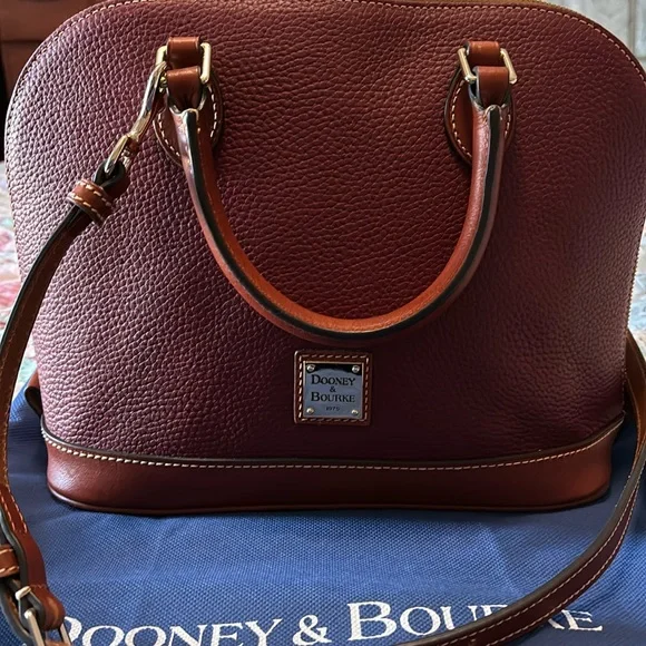 Dooney Bourke pebbled leather cranberry Zip Zip satchel